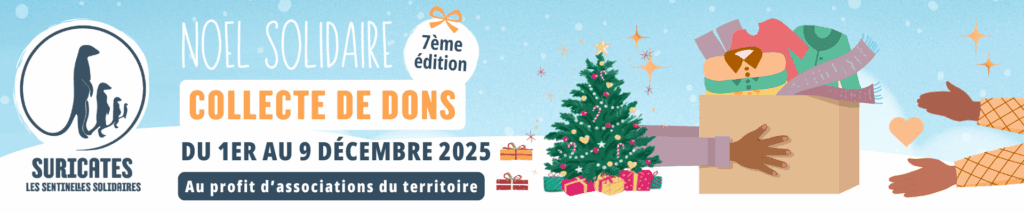 Affiche Noël Solidaire : collecte de dons du 1er au 9 décembre 2025